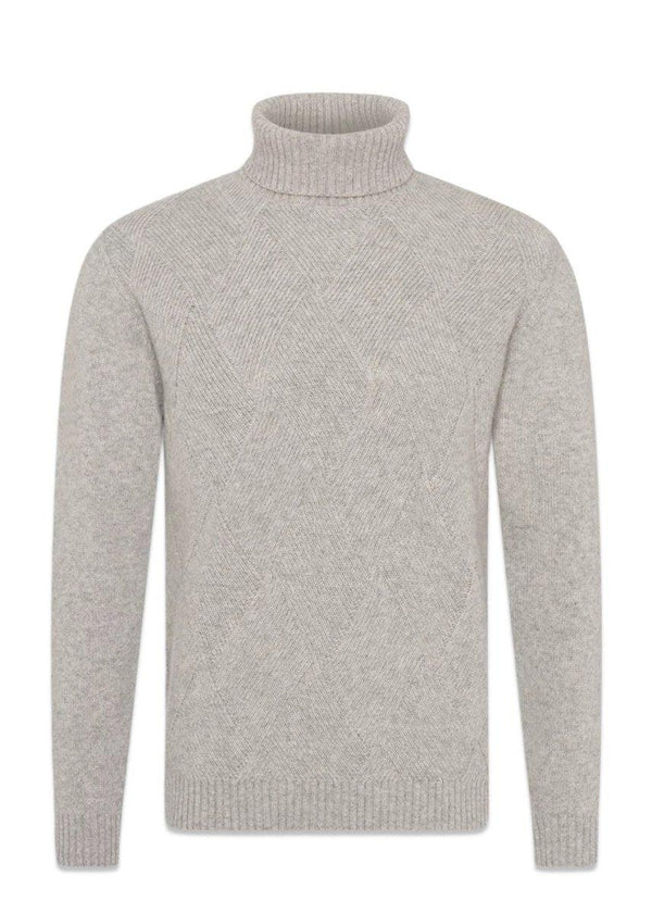 Oscar Jacobsons Lyle Rollneck - Ash Grey. Køb strik her.