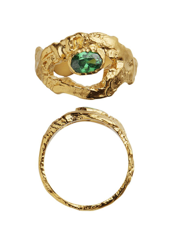 Stine A's My love ring whit green stone - Gold. Køb ringe her.