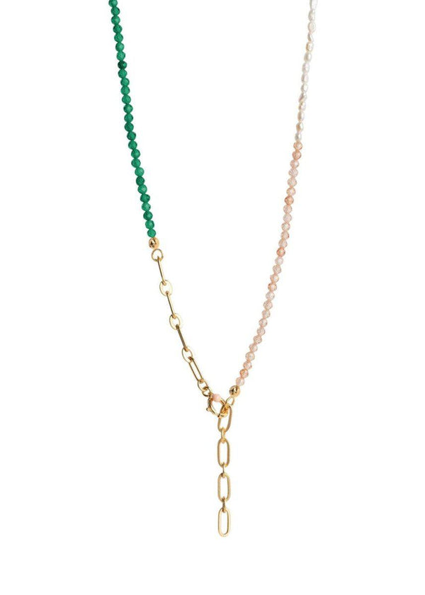 ENAMEL Copenhagens Necklace, Gabriella - Green, Peach And Pearl. Køb halskæder her.
