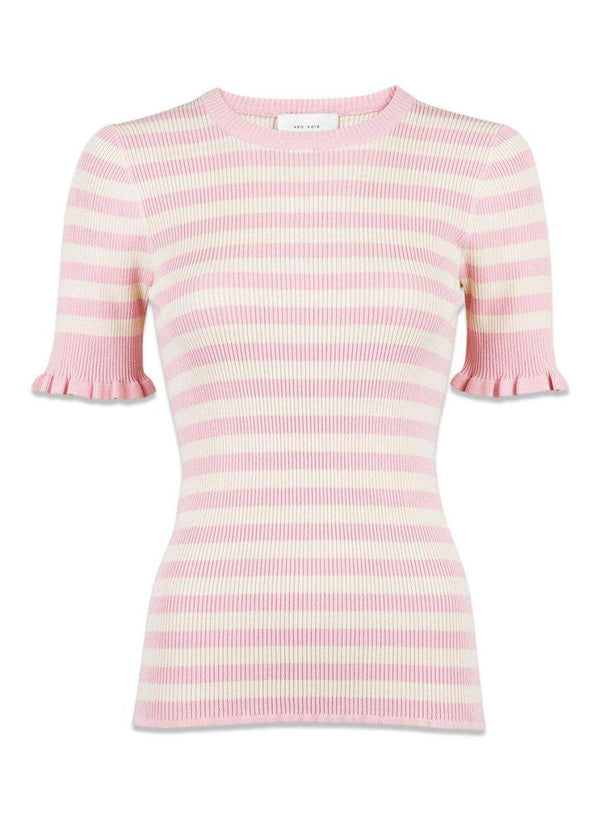 Neo Noirs Nelja Stripe Knit Tee - Rose. Køb strik her.