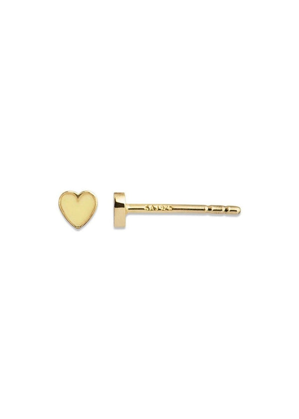 Stine A's Petit Love Heart Yellow Enamel - Silver. Køb øreringe her.