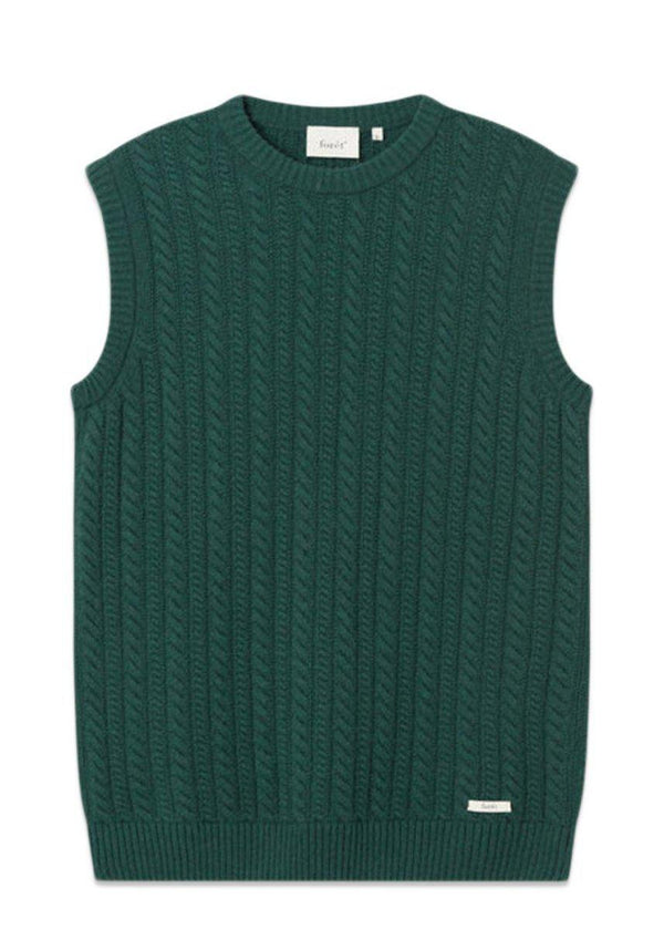 Foréts RAIN CABLE WOOL VEST - Dark Green. Køb veste her.