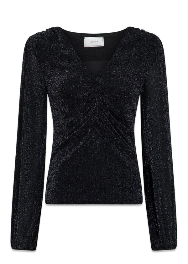 Neo Noirs Ralph Glitter Mesh blouse - Black. Køb blouses her.