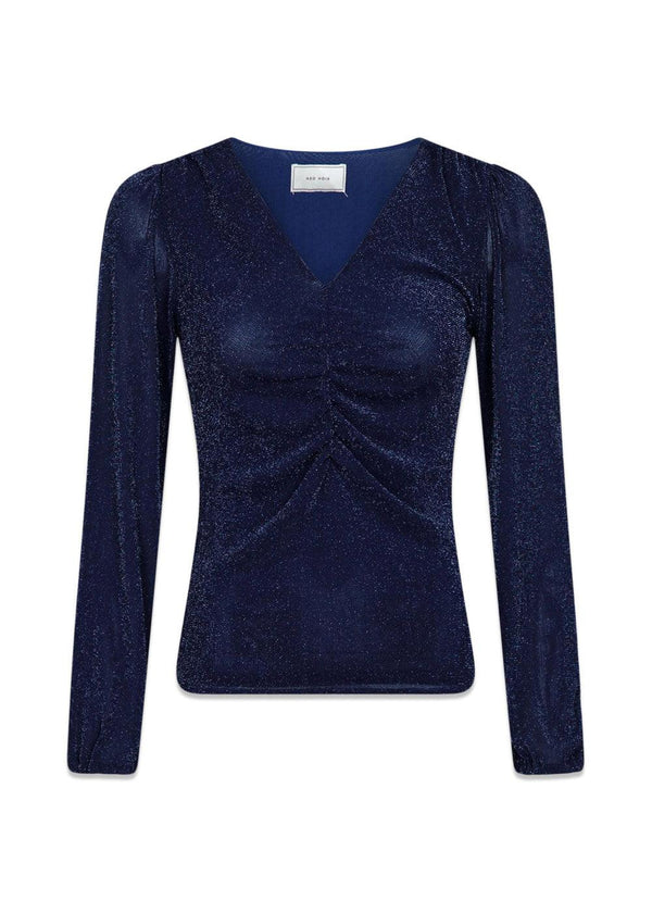 Neo Noirs Ralph Glitter Mesh blouse - Navy. Køb blouses her.