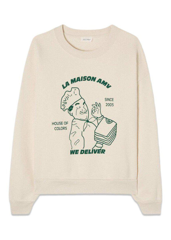 American Vintages SWEAT ML COL BATEAU - Ecru. Køb sweatshirts her.
