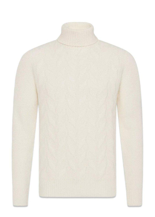 Oscar Jacobsons Samir Rollneck - White Shell. Køb strik her.