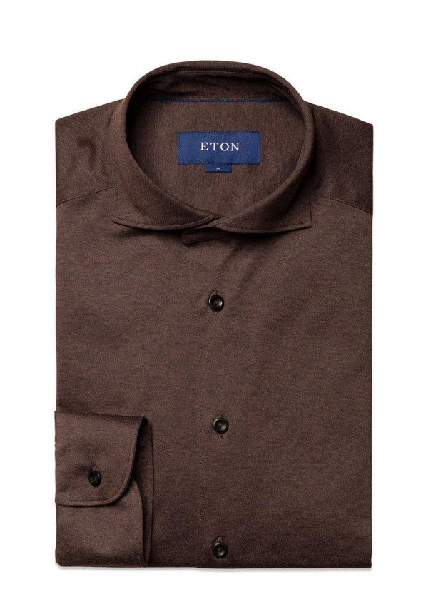 Etons Slim-Jersey - Brown. Køb shirts her.