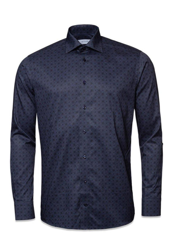Etons Slim-Navy E-Print Shirt - Navy. Køb shirts her.