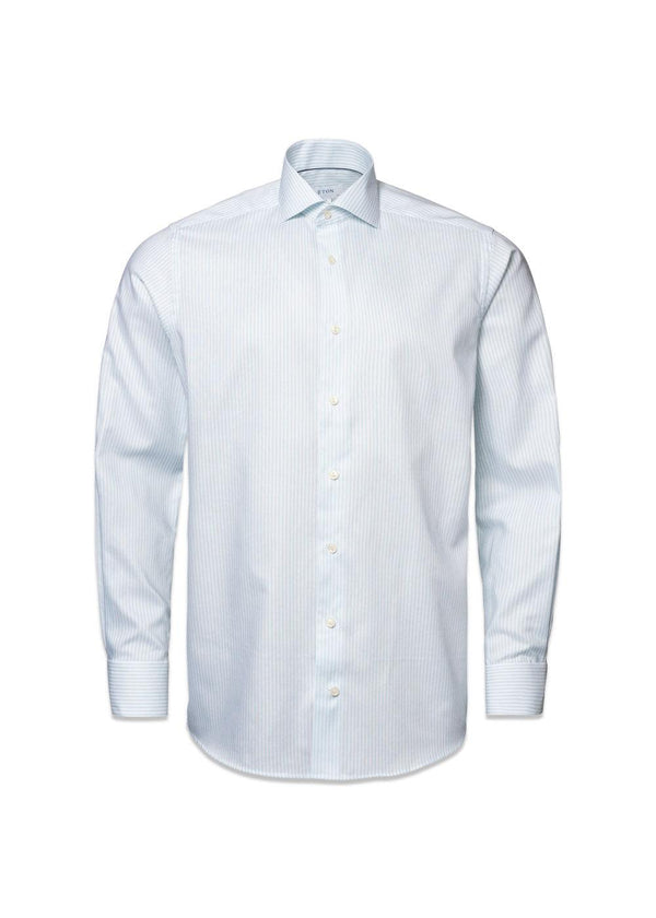 Eton's slank Oxford gestreept overhemd - blauw. Koop hier overhemden.
