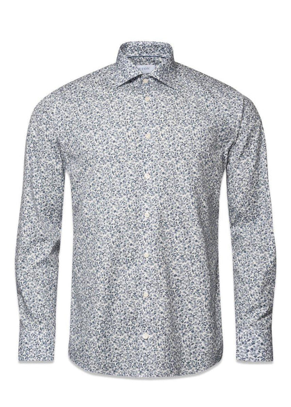 Etons Slim Shirt Flowers - Mid Grey. Køb shirts her.