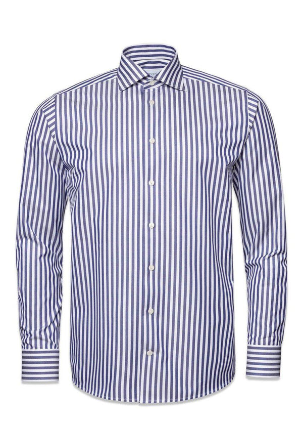 Etons Slim - Twill Stripe - Whiteblue. Køb shirts her.