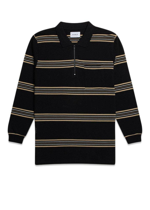 Woodbirds Stona Stripe Polo - Black. Køb t-shirts her.