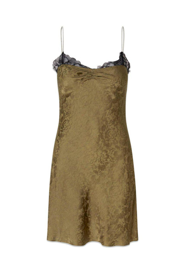 The Garments Toulouse Lace Dress - Olive With Black Lace. Køb kjoler her.