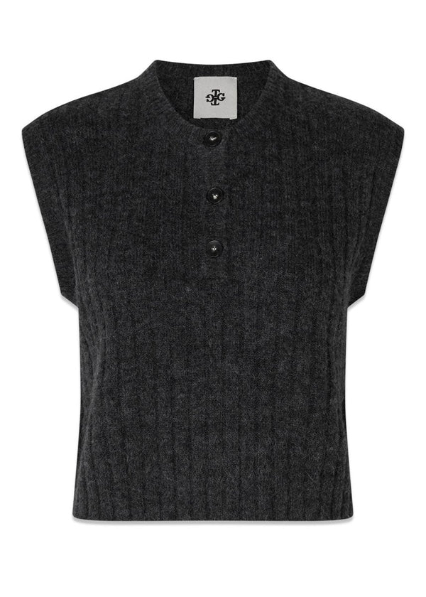 The Garments Verbier Button Vest - Grey Melange. Køb veste her.