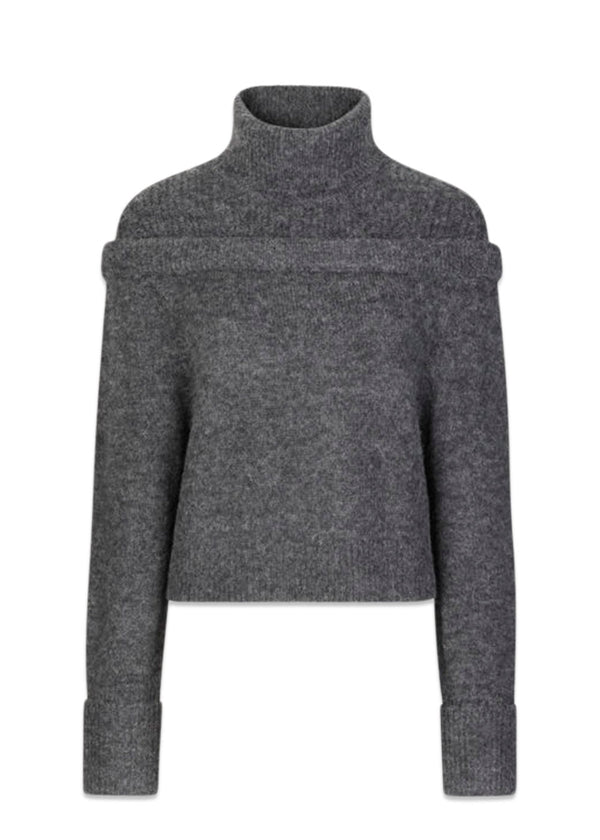 The Garments Verbier Shoulder Knit - Grey Melange. Køb strik her.